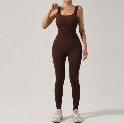 Seamless Women’s Fitness Jumpsuit with Chest Pads