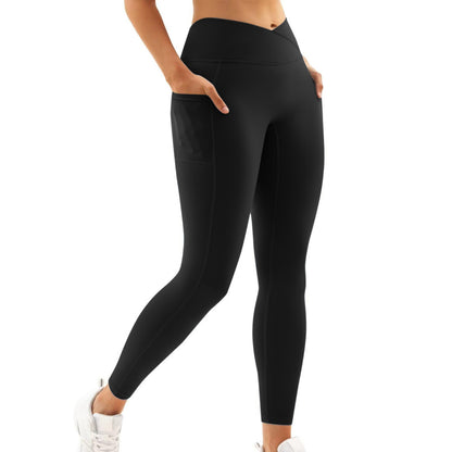 High‑Waist Hip‑Lift Nude Pocket Yoga Pants – Women’s Quick‑Dry Fitness Leggings