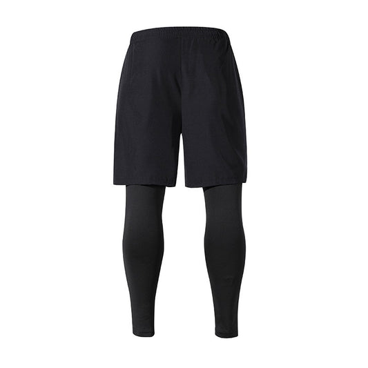 Men’s Quick‑Dry Fitness Pants – Stretch Tight Fake Two‑Piece Sports Trousers
