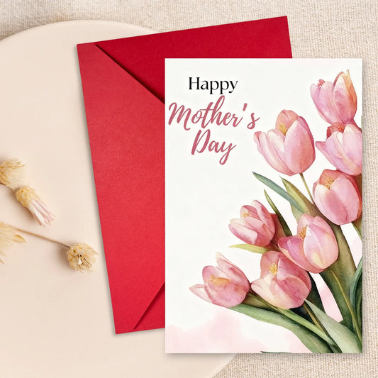 Mother’s Day Floral Greeting Card – Romantic Bouquet Thank‑You Card with Envelope