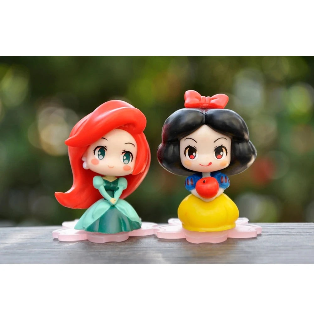 9‑Piece Kawaii Princess Figure Set – 6cm Rapunzel, Snow White, Jasmine, Mulan & Ariel Cake Toppers