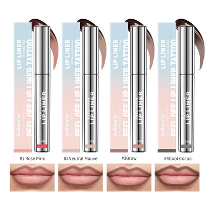 4 Colors Peel-Off Lip Liner, Waterproof, Transfer-proof Lipstick, Tattoo Waterproof, Long-Lasting Matte Velvet Lip Tint