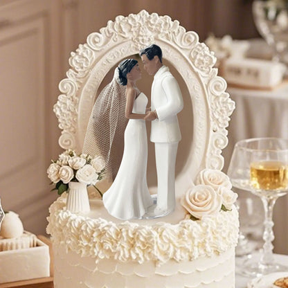Elegant African American Wedding Couple Cake Topper