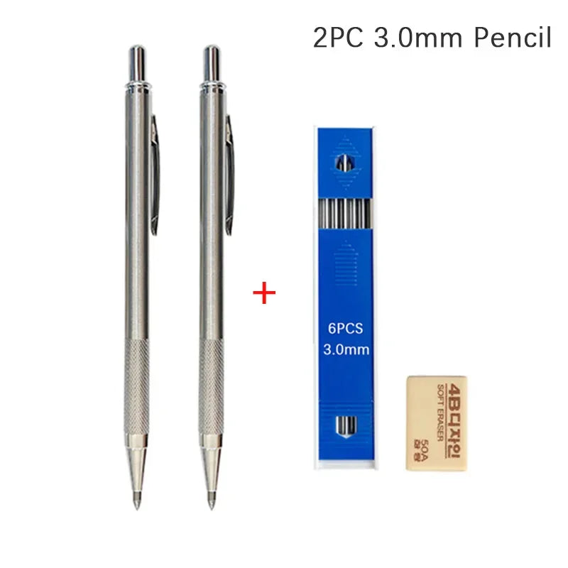 Full Metal Automatic Mechanical Pencil Set (0.3 -0.5 -0.7 -0.9 -1.3 -2.0mm)