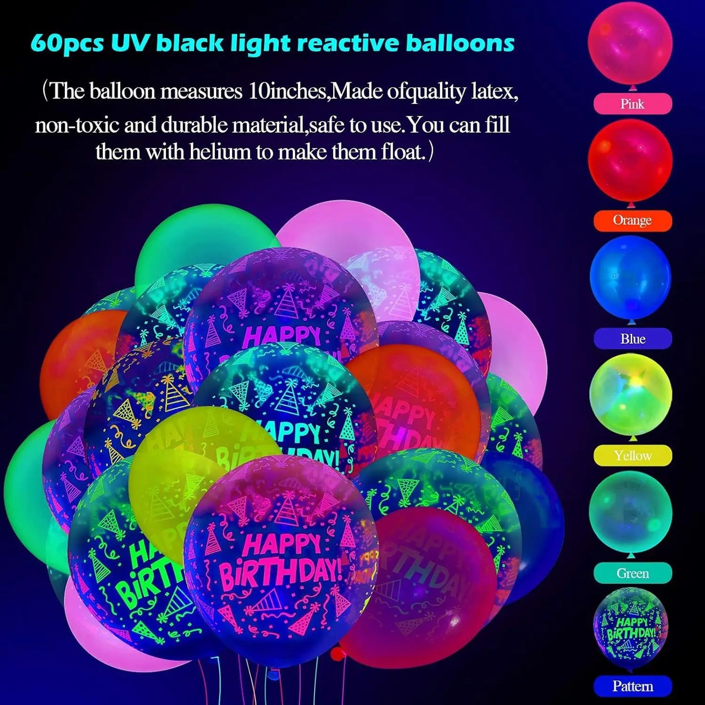 100PCS Glow‑in‑the‑Dark Balloons – Fluorescent Luminous Dot Latex Party Balloons