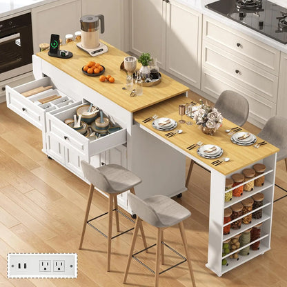 80"–48" Extendable Kitchen Island with Power Outlet (Custom)
