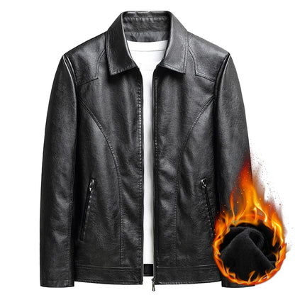 Men’s Retro Fleece Leather Jacket (Plus Size)