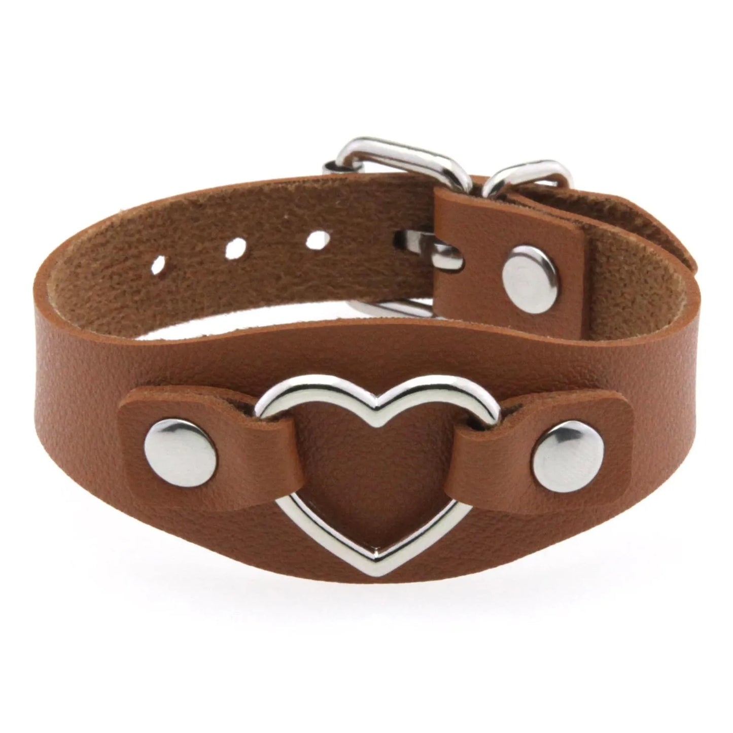 Punk Gothic Style PU Leather Faux Jewelry Heart Bracelet ,Male Female Lover Bangle Holiday Party Costume ﻿