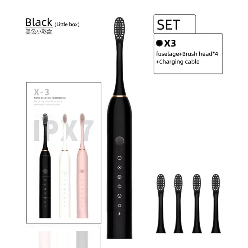 Rechargeable Electric Toothbrush Set – Adult Soft Brush, Portable & Waterproof