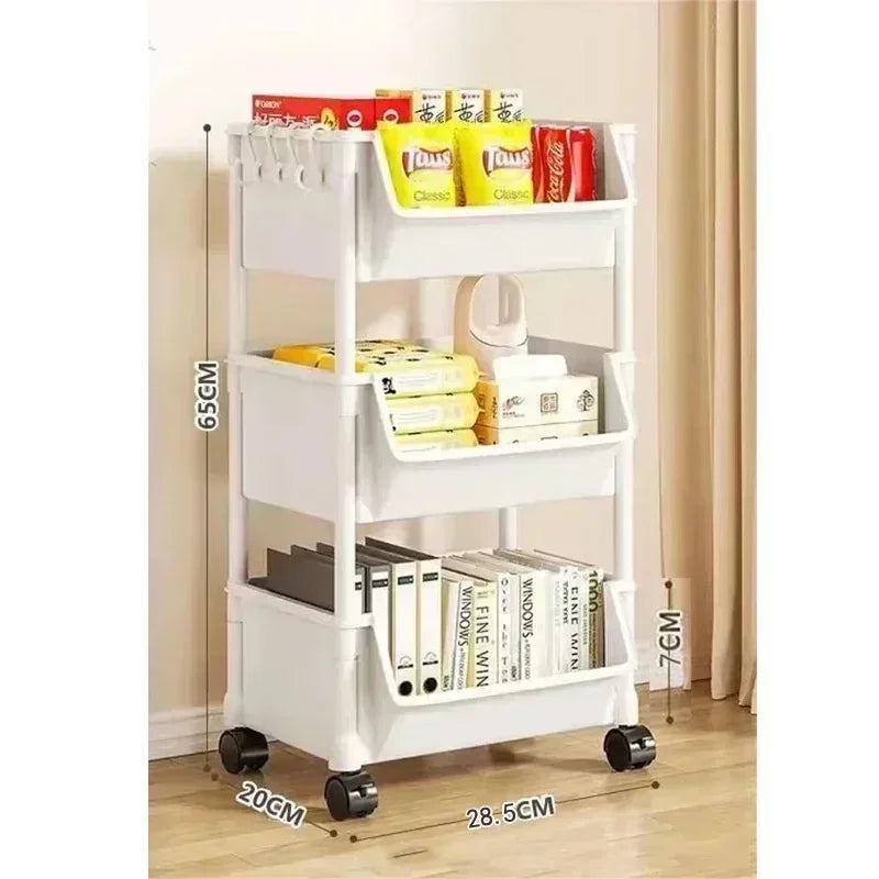 Mobile Multi‑Layer Bookshelf & Bathroom Trolley w/ Wheels