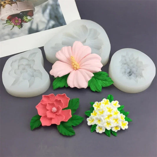 3D Flower Shape Fondant Mold Aromatherapy Candle Silicone Mold Cake Chocolate Decoration Baking Tool Craft Gifts Making Mould