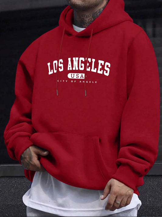 Men’s Los Angeles USA Print Hoodie – Long Sleeve Cotton Pullover