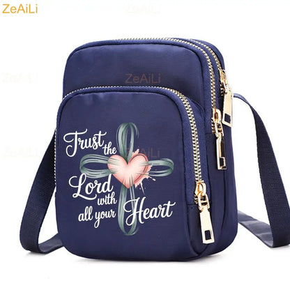 Cat & Dog Faith Quote Crossbody Phone Bag