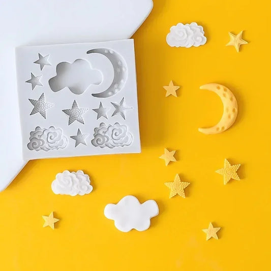 1PC Moon Stars Clouds Cake Decoration Mould DIY Chocolate Silicone Mould Candy Pastry Icing Utensils Kitchen Baking Molds