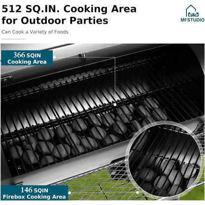 Heavy‑Duty Charcoal &amp; Wood Offset Smoker Grill (512 sq. in.)