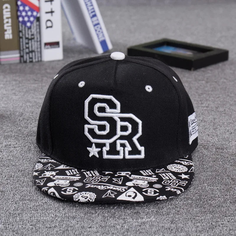Fashion Embroidery letter SR baseball cap hip hop hat men and women outdoor sports and leisure flat shade snapback cap