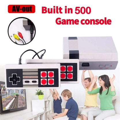 Mini TV Game Player (500 Built‑In NES Games, Dual Controllers, AV Output)