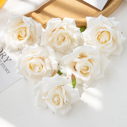 100PC 10CM Wholesale Artificial Flowers for Scrapbook Christmas Home Decor Wedding Garden Rose Arch Fake Silk Head Candy Box