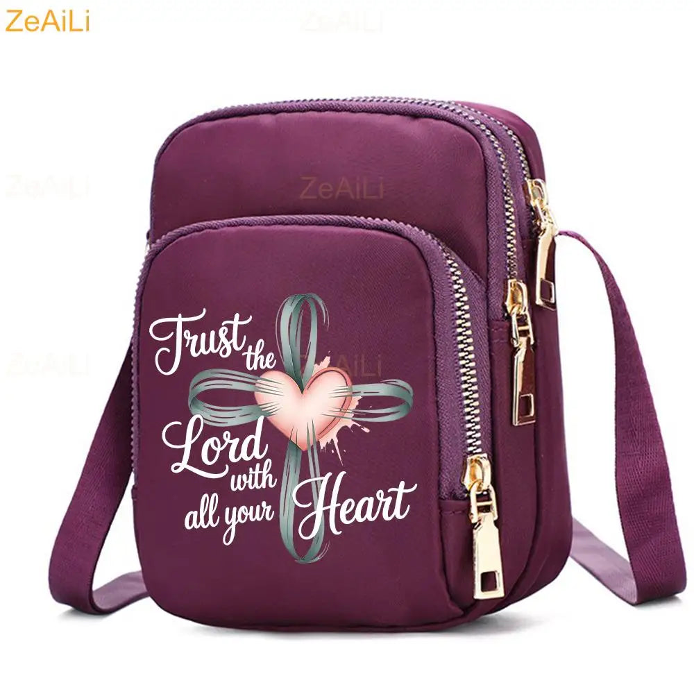 Cat & Dog Faith Quote Crossbody Phone Bag