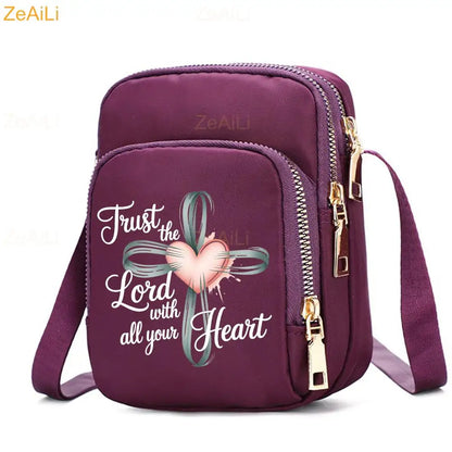 Cat & Dog Faith Quote Crossbody Phone Bag