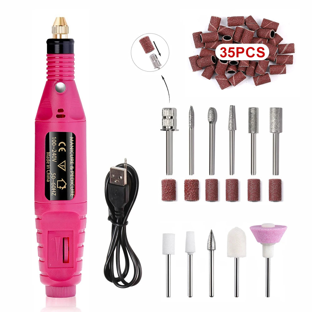 Professional Electric Nail Drill Machine Set – Manicure Milling Cutters & Strong Nail Polishing Tool