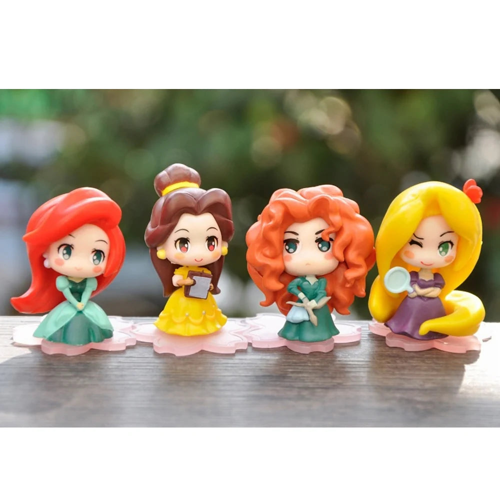 9‑Piece Kawaii Princess Figure Set – 6cm Rapunzel, Snow White, Jasmine, Mulan & Ariel Cake Toppers