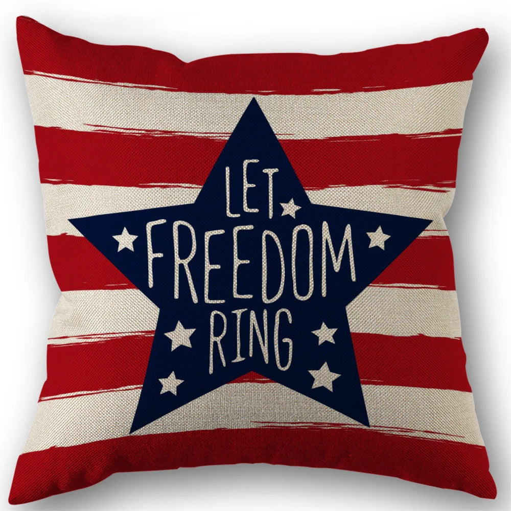 Independence Day Throw Pillow Case USA Fourth of July Freedom Independence Linen Home Living Room Sofa Pillow Case