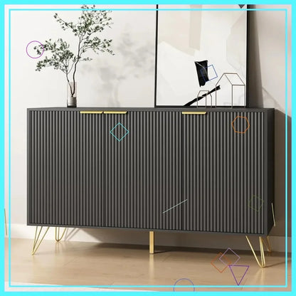 47.2" Modern Fluted Sideboard Cabinet with 3 Doors & Adjustable Shelves