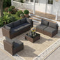 7‑Piece Wicker Rattan Patio Sofa Set with Coffee Table & Cushions