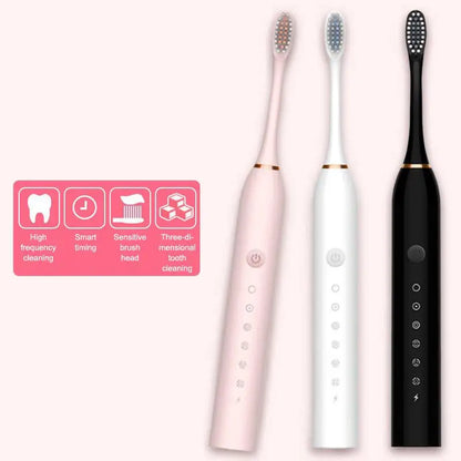 Electric Ultrasonic Toothbrush Set (Six‑Speed, Waterproof, USB Charging, Adult Tooth Cleaner)