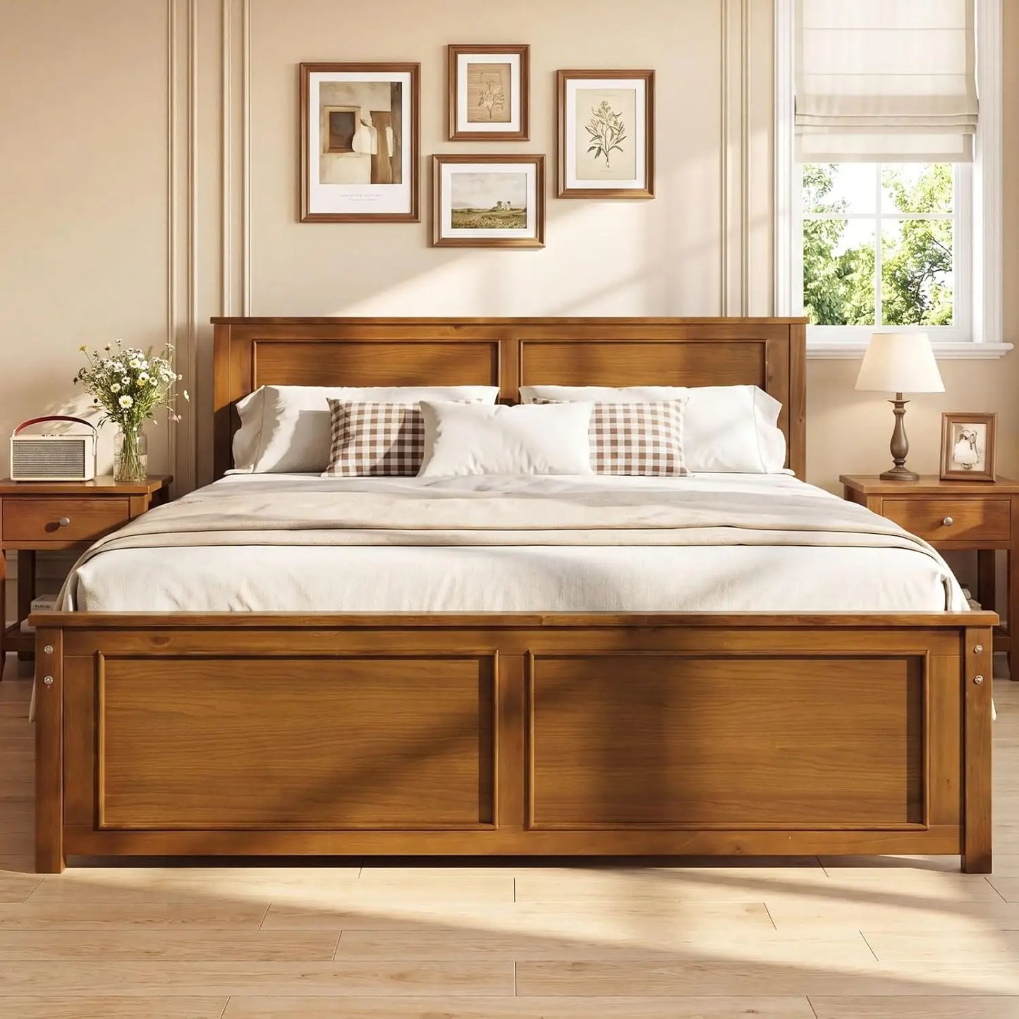 Full Farmhouse Platform Bed – Slat Support, Walnut