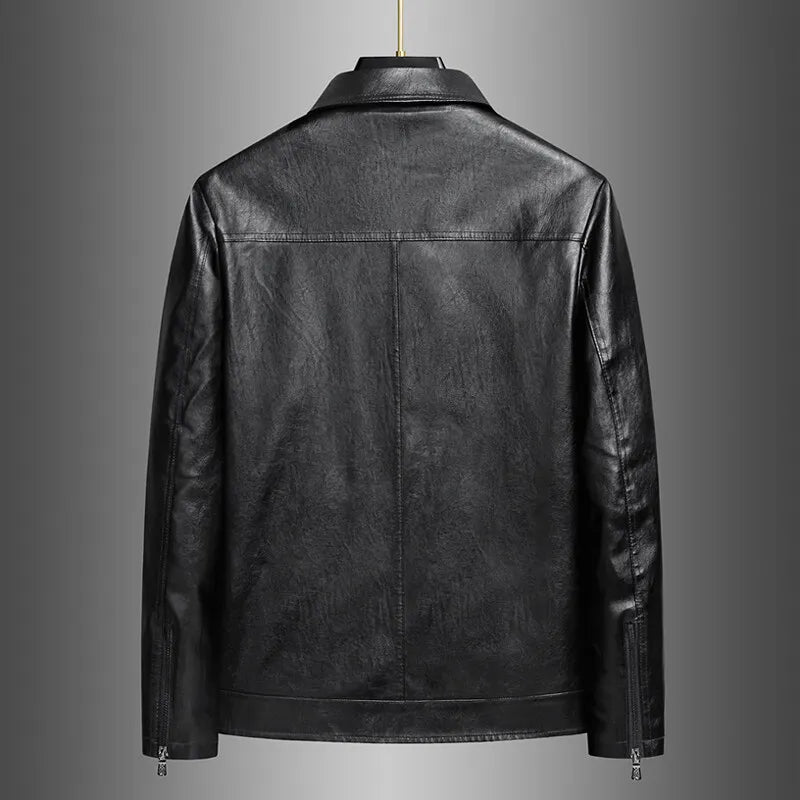 Men’s Classic PU Lapel Jacket