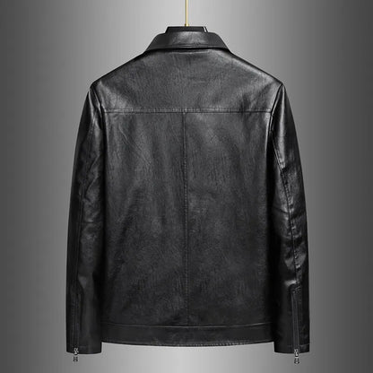 Men’s Classic PU Lapel Jacket
