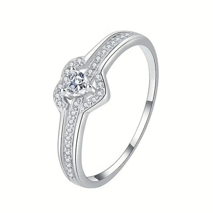 Romantic Heart Zirconia Wedding Band (Women’s Cute/Romantic Love Ring)
