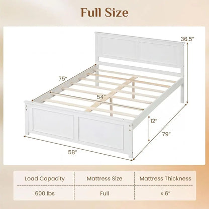 Full Size Farmhouse Wood Bed Frame with Headboard