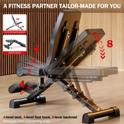 Adjustable Weight Bench for Full Body Workout Multifunctional Strength Training Dumbbell Bench Press Foldable 1000 lbs Capacity