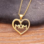 Nidin Luxury Fashion Letter "MOM" Inlaid Crystal Pendant Necklace Mother's Birthday Gift Woman Neck  Anniversary Jewelry