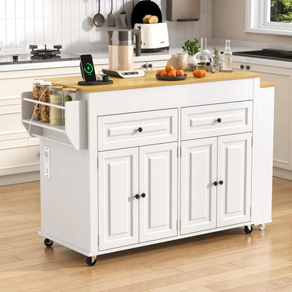 80"–48" Extendable Kitchen Island with Power Outlet (Custom)