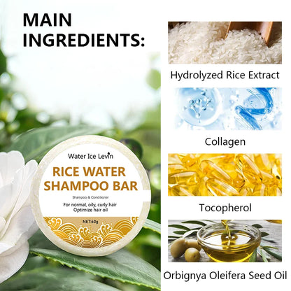 Organic Rice Shampoo Bar – Oil‑Free Rice Water Protein Soap for Hair Growth & Anti‑Loss Nourishing Care (60g)