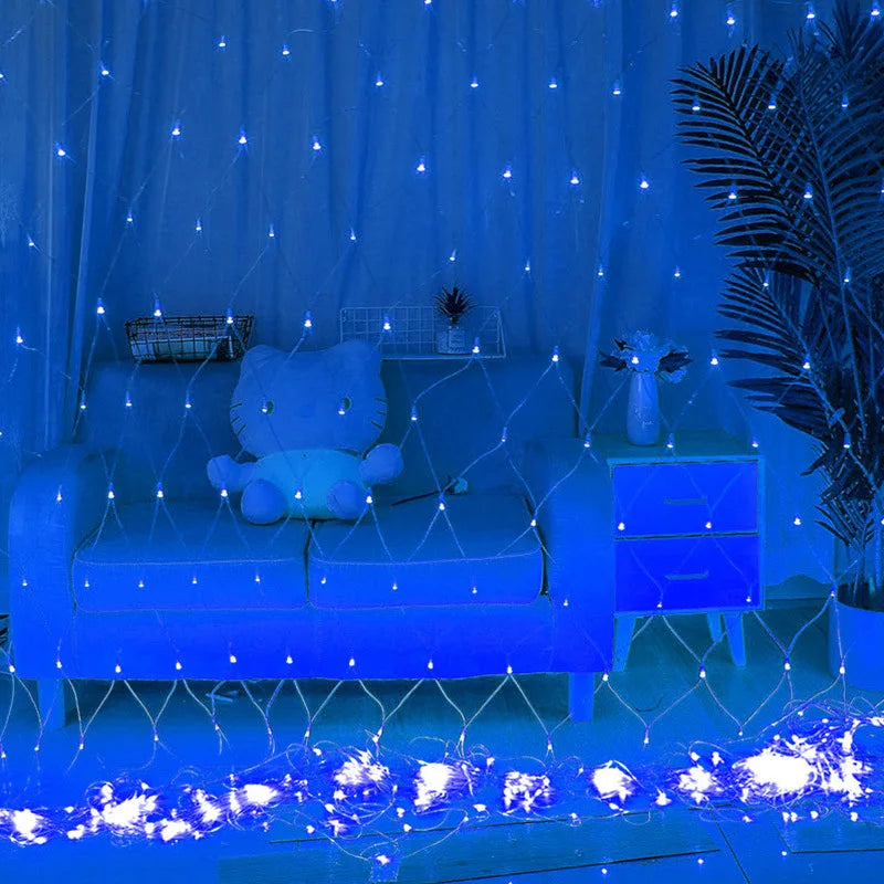 LED Net Mesh Fairy Lights – Outdoor Waterproof Curtain String Lights (Multiple Sizes, 110V/220V)