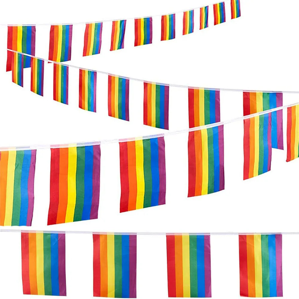 Rainbow string Flags 20pcsset/14x21cm Rainbow  Flags Banner LGBT Pride Lesbian Gay Parades string