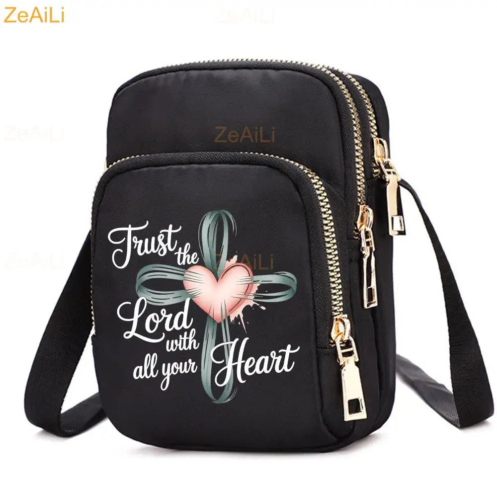 Cat & Dog Faith Quote Crossbody Phone Bag