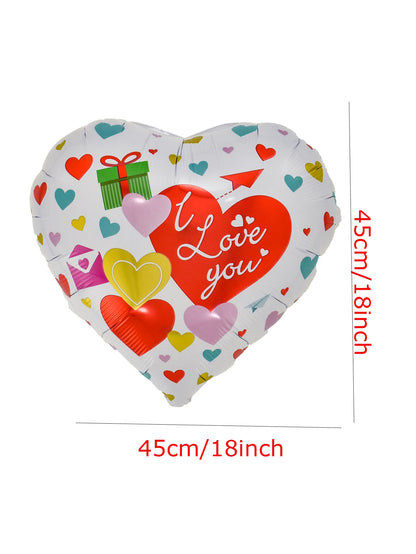 10pcs 18inch Happy Valentine's Day Heart Foil Balloons Helium Balloon Valentine's Day Party Decorations