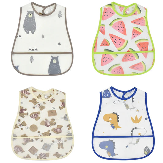 Adjustable Baby Bibs Waterproof Pocket Lunch Feeding Bibs
