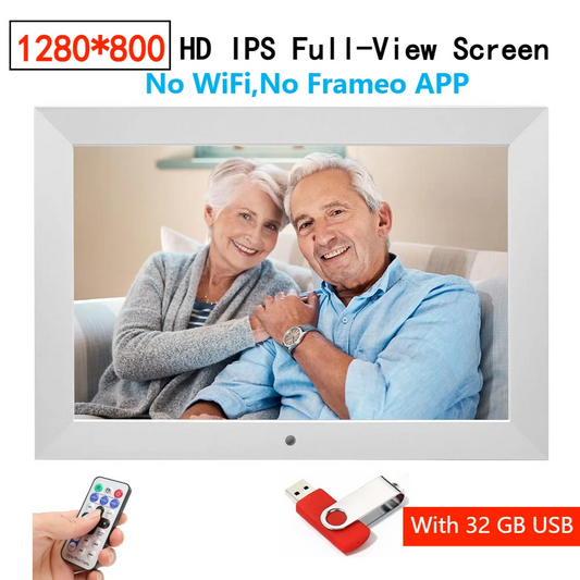 10‑Inch IPS Digital Photo Frame with 1280×800 Display & Remote Control
