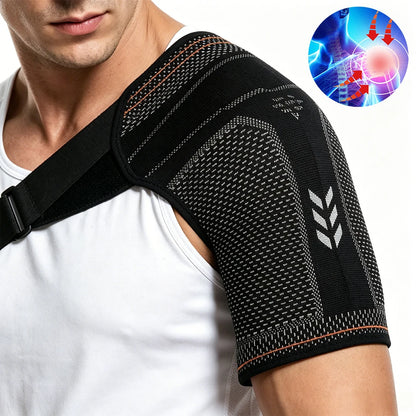 Shoulder Stability Brace Adjustable Knitted Compression Shoulder Sleeve Fits Left & Right Shoulder Basketball Running Cycling