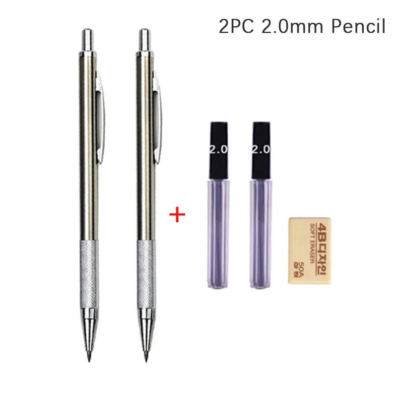 Full Metal Automatic Mechanical Pencil Set (0.3 -0.5 -0.7 -0.9 -1.3 -2.0mm)