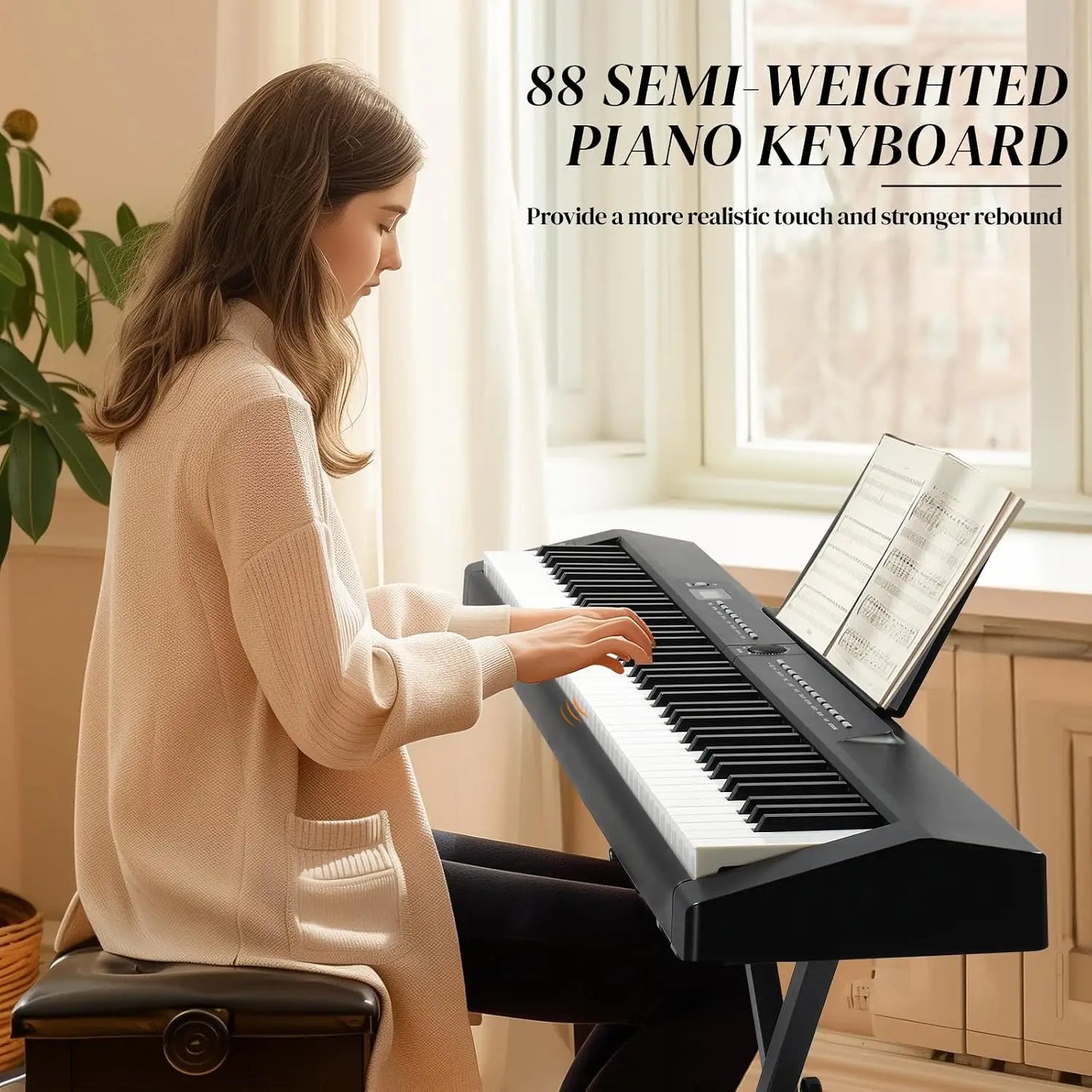 88‑Key Weighted Digital Piano Set (Dual X‑Stand, Bag, Pedal, Stereo)