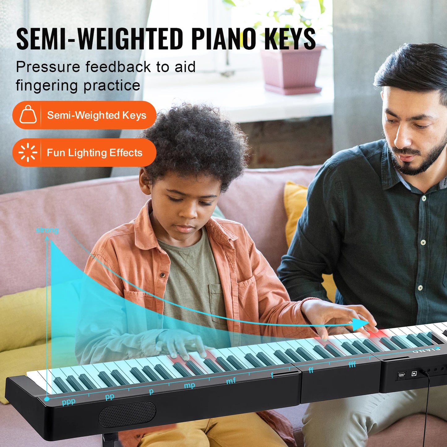 SucceBuy 88‑Key Digital Piano – Semi‑Weighted Full‑Size Portable Electric Keyboard, 1000 Tones for Beginners