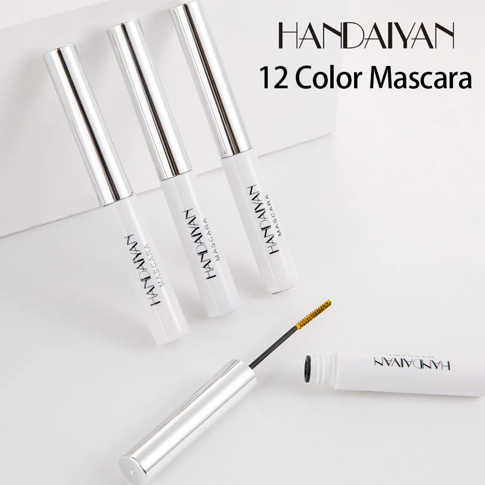 12 Color Mascara Waterproof Fast Dry Eyelashes Curls Extension Festival Make-Up Eyelashes Blue Red Purple Black White Mascara